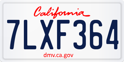 CA license plate 7LXF364