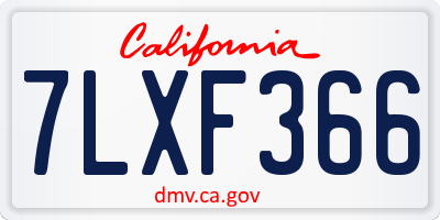 CA license plate 7LXF366