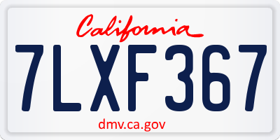 CA license plate 7LXF367