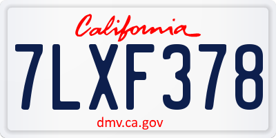 CA license plate 7LXF378