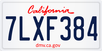 CA license plate 7LXF384