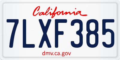 CA license plate 7LXF385