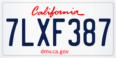 CA license plate 7LXF387