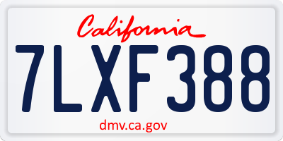 CA license plate 7LXF388