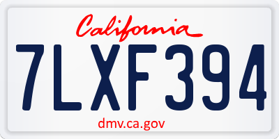 CA license plate 7LXF394