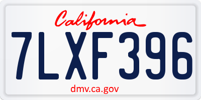 CA license plate 7LXF396