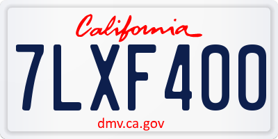 CA license plate 7LXF400