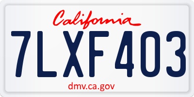 CA license plate 7LXF403