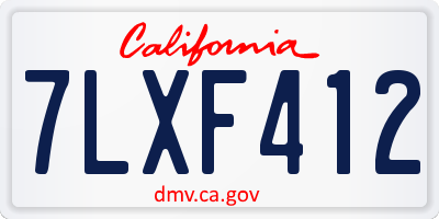 CA license plate 7LXF412