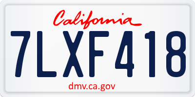 CA license plate 7LXF418