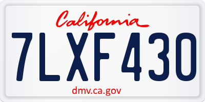CA license plate 7LXF430