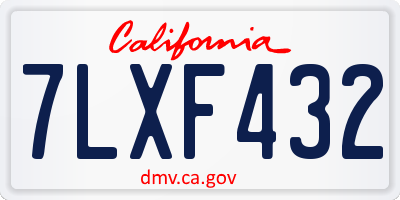 CA license plate 7LXF432