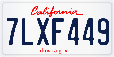 CA license plate 7LXF449
