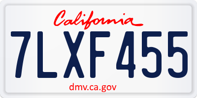CA license plate 7LXF455