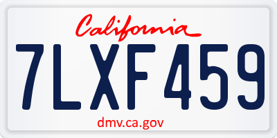 CA license plate 7LXF459
