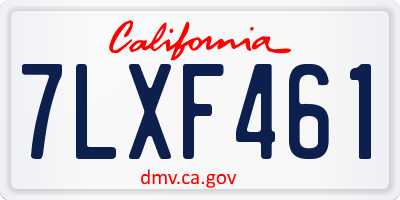 CA license plate 7LXF461