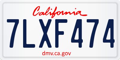 CA license plate 7LXF474