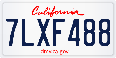 CA license plate 7LXF488
