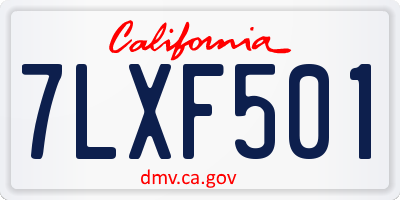 CA license plate 7LXF501
