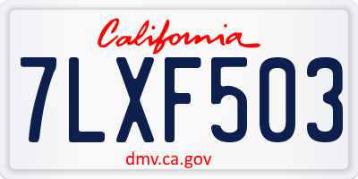 CA license plate 7LXF503