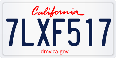 CA license plate 7LXF517