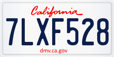 CA license plate 7LXF528