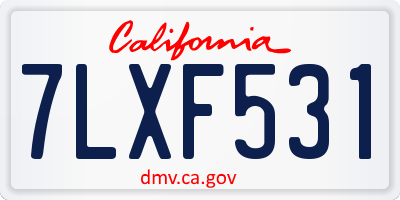 CA license plate 7LXF531