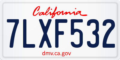 CA license plate 7LXF532