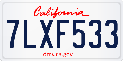 CA license plate 7LXF533