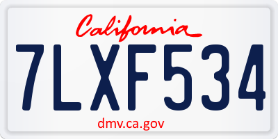 CA license plate 7LXF534
