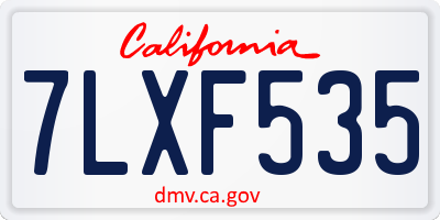 CA license plate 7LXF535