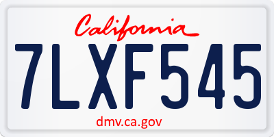 CA license plate 7LXF545