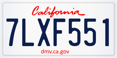 CA license plate 7LXF551