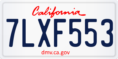 CA license plate 7LXF553