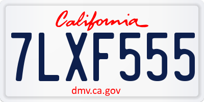 CA license plate 7LXF555