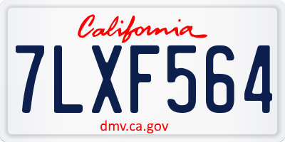 CA license plate 7LXF564