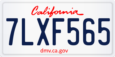 CA license plate 7LXF565