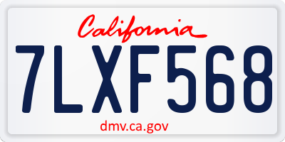 CA license plate 7LXF568