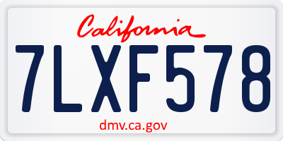 CA license plate 7LXF578