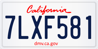 CA license plate 7LXF581