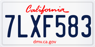 CA license plate 7LXF583