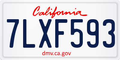 CA license plate 7LXF593