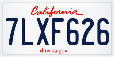 CA license plate 7LXF626