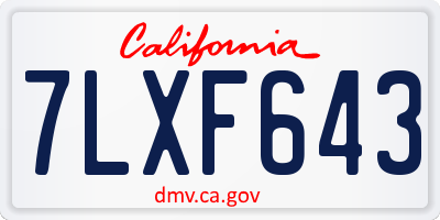 CA license plate 7LXF643