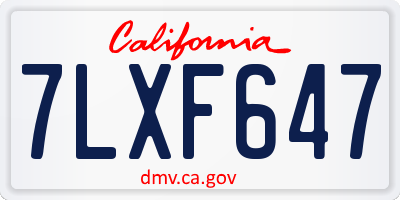 CA license plate 7LXF647