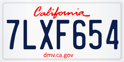 CA license plate 7LXF654