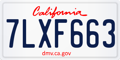 CA license plate 7LXF663