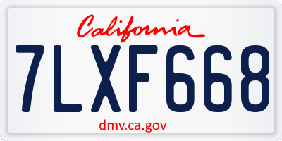 CA license plate 7LXF668