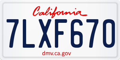 CA license plate 7LXF670