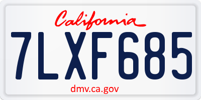 CA license plate 7LXF685